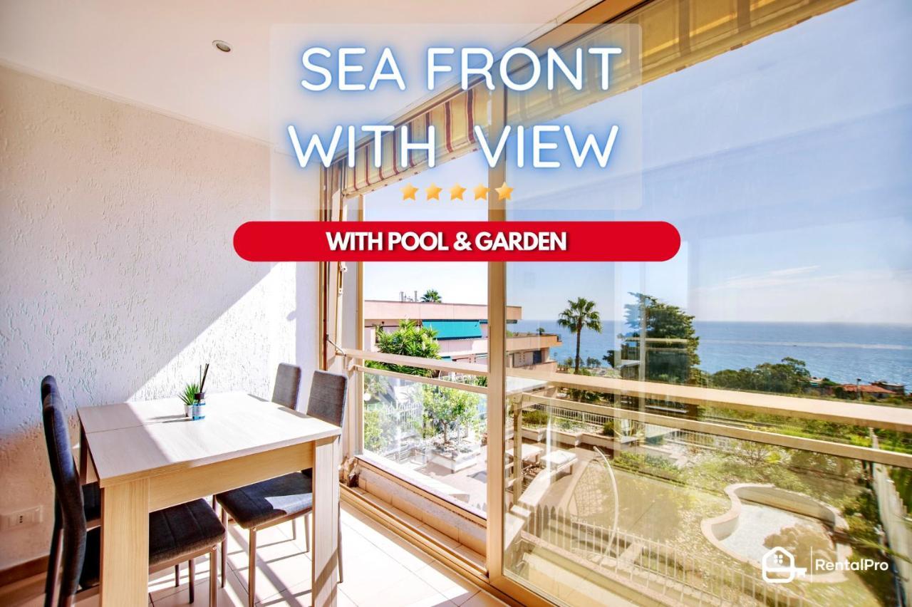 Free Parking-Sea View, With Pool & Garden Apartment Сан Ремо Екстериор снимка
